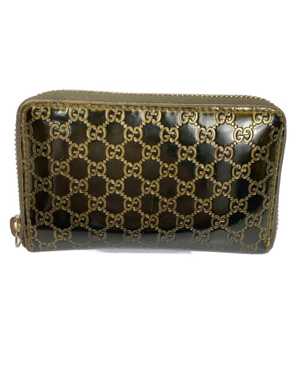 Gucci Card Case Wallet Enamel Khaki Green All over